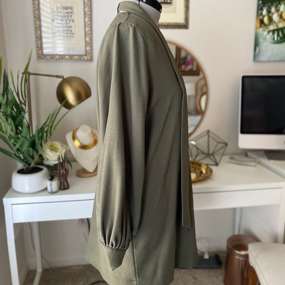 Ganni tie neck crepe shift dress - Picture 4 of 13